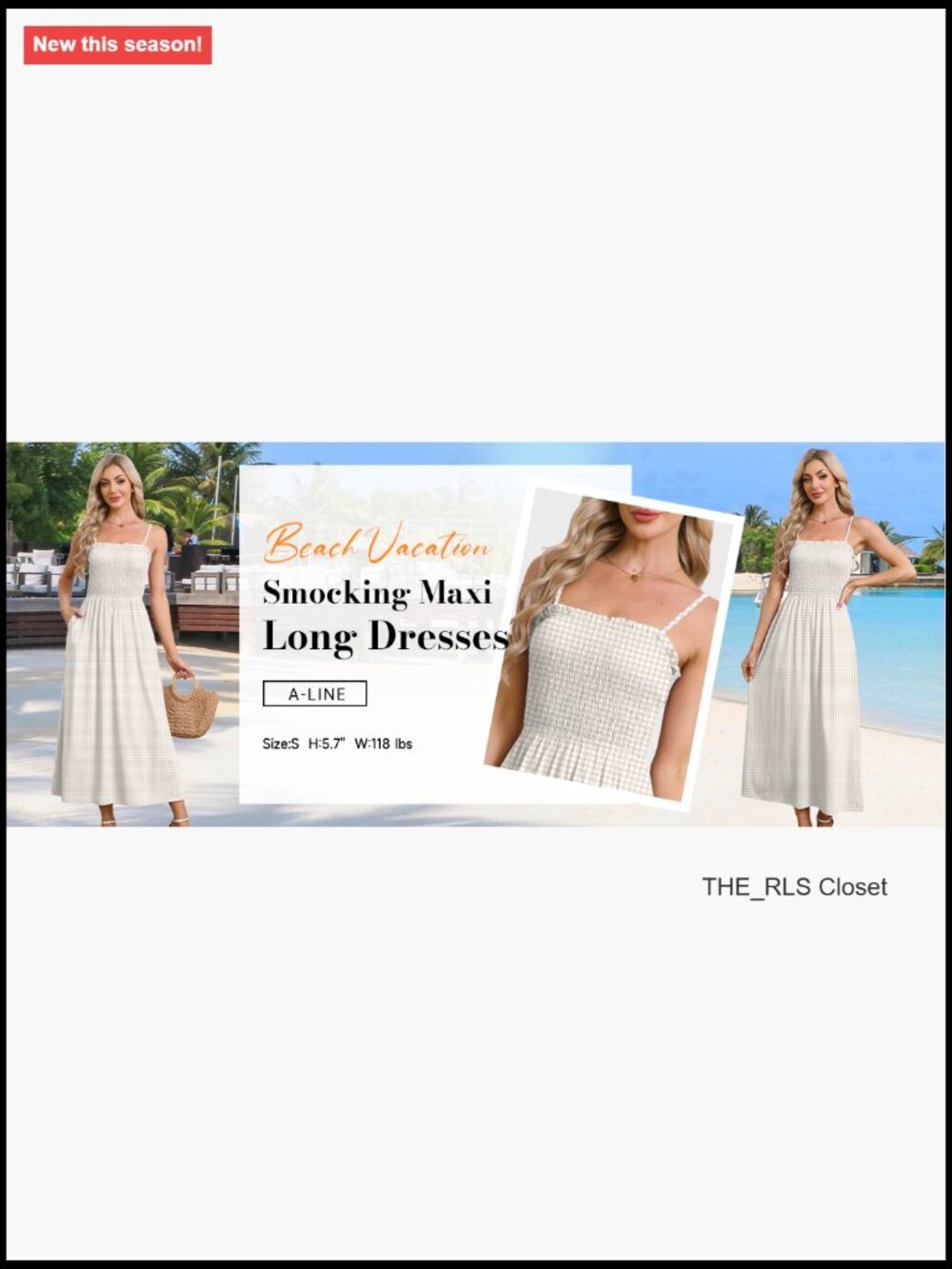 Spaghetti Strap Maxi Dress Smocked with Pockets Casual Boho Beach - Picture 6 of 7